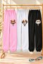 Winter, Spring, and Autumn Elastic-Leg Sweatpants Set in Black, Pink, and Gray (3-Piece)