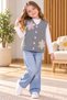 Girls' Floral Print Knitted Vest – A Stylish Everyday Outfit with Pink Buttons