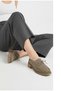 Genuine Suede Leather Women's Lace-Up Heeled Shoes with 4 cm Heels in Beige - 8