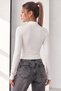 Women's Stretchy Blouse with a Mock Neck, Plunging Neckline, and Double-Button Detail - 3