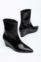 Bella Sculptural Heel, Pointed Toe, Black Women's Boots