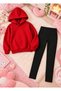 Girls' Straight-Leg Leggings Set Unprinted, Hooded Sweatshirt (No Print) Top and Bottom Set, 3-Ply Brushed Inside Ribbed