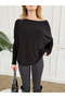 Low-Neck, Wide-Sleeve, Sleeve Detail Knit Blouse