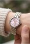 Vintage Elegant Women's Wristwatch | 23 mm Gold-Silver Steel Strap, Pink Dial - 6