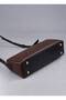 Women's Brown Woven-Pattern Faux Leather Luxury Shoulder Bag with Zipper - 3