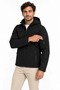 Men's Waterproof Softshell Jacket with Fleece Lining, Detachable Hood, and 4 Pockets - Black - 2