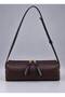 Women's Brown Woven-Pattern Faux Leather Luxury Shoulder Bag with Zipper - 4