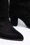 Women's Black Suede Slip-On Boots with Ruched Details - 4