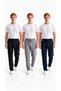 Men's 3-Piece Jogger Pants with Stripes, Zipper, Buttons, and Zippered Pockets, Regular Fit