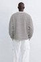 Men's Striped Oversized Sweatshirt - Brown - 4
