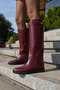 OCEAN WOMEN'S BURGUNDY Genuine Leather Riding Boots with Buckle Detail - 2