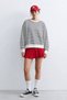 Women's Striped Oversize Sweatshirt - Navy Blue - 3