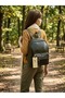 4-Compartment Black Leather Women's Backpack with Adjustable Straps – Daily Use
