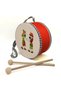 Karagöz and Hacivat Printed Leather Children's Drum (Ages 1–5) - Red