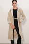 BDART Hooded Long Striped Trench Coat with Drawstring Detail