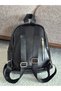 4-Compartment Black Leather Women's Backpack with Adjustable Straps – Daily Use - 3