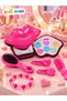 Şaze Shop Kids' Makeup and Beauty Set: Lip-Shaped Mirror, 6-Color Applyable Eyeshadow Palette, Hair Buckle, Comb, Brush, and Wristband—Toy Makeup Set for Ages 3+ - 2