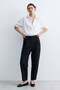 Women's Carrot Fabric Trousers - Black - 2