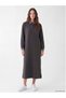 Anthracite Shirt Collar Sweat Dress