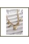 316L Stainless Steel Gold-Colored Chain with Dangling Multiple-Figure Design Women's Necklace BX