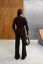 Women's Dark Brown Double-Layer Cardigan and High-Leg, Wide-Leg Pants Top and Bottom Set of Knit Clothes - 2