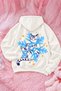 Unisex Snowflake Cat Print Front and Back Design Oversized 3-Ply Fleece-Brushed Inside Hooded Sweatshirt