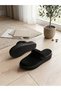 Women's Slippers / House Slippers with Black Suede and Fur Accents and a Platform Sole - 3