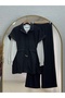 Banugül Elastic-Waist Cupra Vest Set - MF683 Black - 2