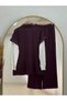 Banugül Elastic-Waist Cupra Vest Set - MF683 Plum - 6