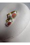 Mini Hoop Earrings with White Floral Print (2 cm)
