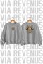 Wide-Fit Crew Neck 100% Cotton Basic Sweatshirt with Shaman Motif Print