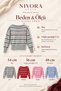 Women's Boat Neck Striped Knit Sweater with Drop Shoulder Rib Knit Collar Detail - 6
