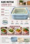 🩷 3-Piece Square Kitchen Bowl Set: Nesting Plastic Vegetable and Fruit Washing Bowls - Blue, Cream, and Green in a Row