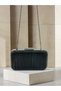 Women's Evening Clutch with Silver Frame, Metal Handles, and Black-Striped Laser-Cut Patterned Design—Perfect for Weddings, Engagements, and Graduations - 3