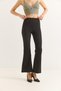 Black Suede Flared Pants, High-Waisted - 3