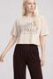 Unprinted Cropped T-Shirt and Pants Set, Sand Brown - 3