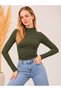 Women's Stretch Fabric Long-Sleeve Bodysuit, Khaki