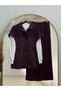Banugül Elastic-Waist Cupra Vest Set - MF683 Plum - 2