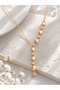 Women's Gold-Colored Baguette-Stone Embellished Y-Necklace | VIP Design with Round-Plated, Gem-Set Spherical Endpiece - 3