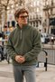 Men's Winter Khaki Fleece Jacket with Half-Zip - 2