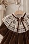 Girl's Lace-Collar Velvet Dress with Bow Detail – Vintage Special Occasion Birthday Dress - 2