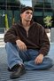 Men's Mock Neck Zip-Up Casual Dark Brown Fleece - 3