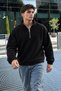 Men’s Mock Neck Zip-Up Casual Black Fleece - 6