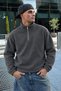 Men’s Mock Neck Zip-Up Casual Charcoal Grey Fleece