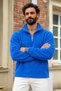 Men's Half-Zip Mock Neck Blue Fleece - 6