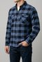 Men's Blue-Black Slim Fit Checked Flannel Shirt, Lightweight Cotton Flannel, Collared, Double-Pocketed - 3