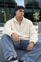 Men’s Mock Neck Zip-Up Casual Ecru Fleece - 3