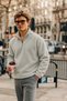 Men's Winter Gray Fleece-Lined Jacket with Half-Zip