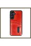 Samsung Galaxy A35 5G Compatible Case: Sara Leather Case with Business Card Holder - Red BX