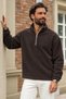 Men's Half-Zip Mock Neck Light Brown Fleece - 4